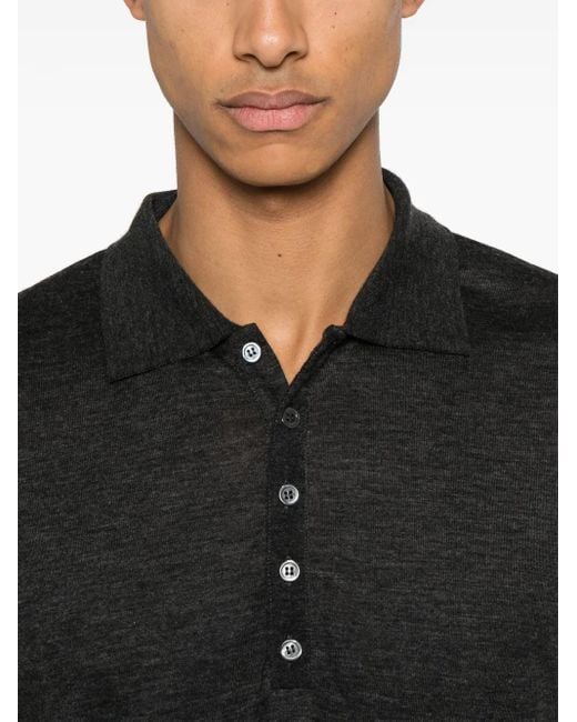 Thom Browne Black Dark Wool Polo Shirt for men