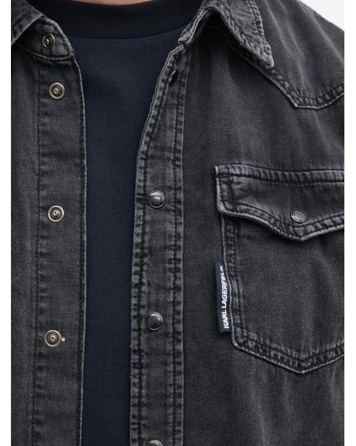 Karl Lagerfeld Langärmeliges Jeanshemd in Gray für Herren