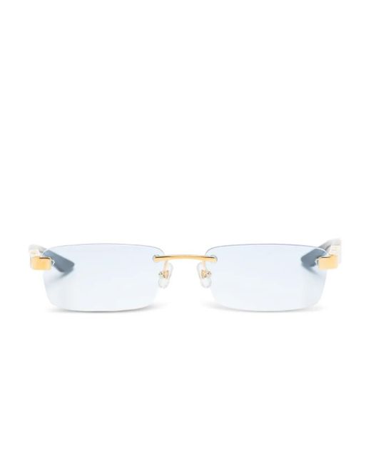 Maybach White Rectangle-Frame Sunglasses