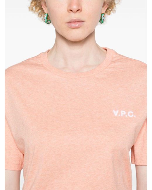 A.P.C. Pink Logo-flocked Cotton T-shirt
