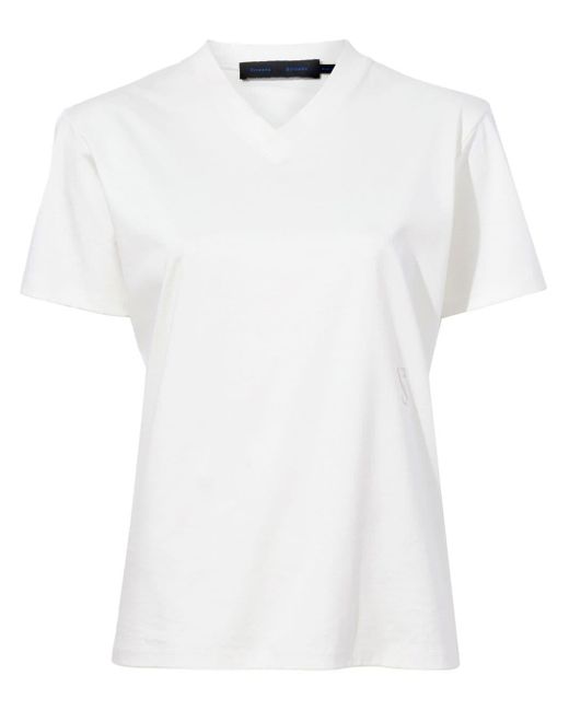 Proenza Schouler White Talia Bio-Baumwoll-T-Shirt mit V-Ausschnitt