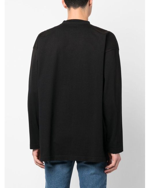メンズ Balenciaga ロゴ ロングtシャツ Black