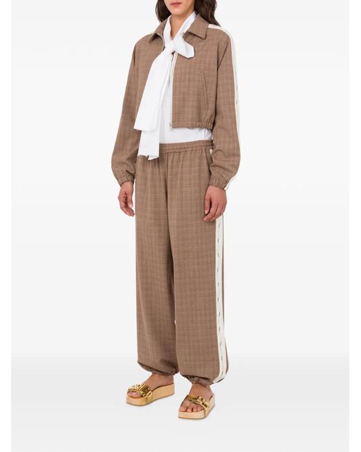 Moschino Natural Checked-Pattern Cropped Jacket