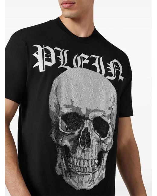 Philipp Plein Black Crystal-Embellished Cotton T-Shirt for men