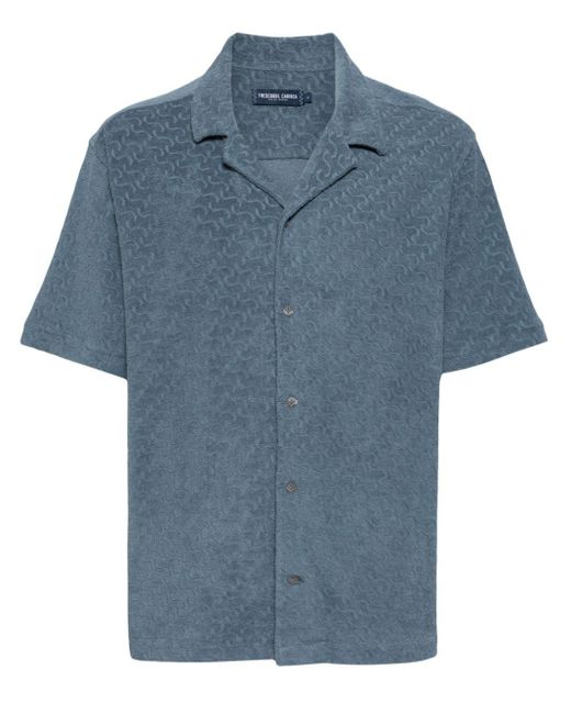 Frescobol Carioca Blue Roberto Jacquard Terry-cloth Shirt for men
