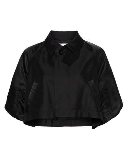 Sacai Black Puff-sleeves Cropped Jacket