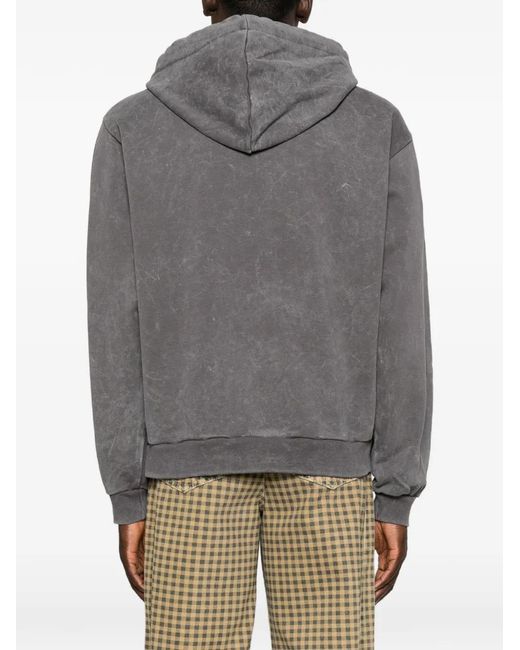 Gcds Gray Studded-Logo Long-Sleeve Hoodie for men