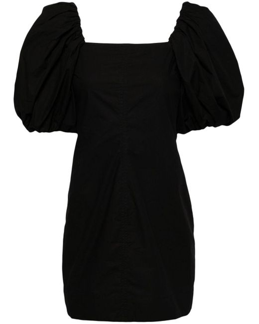 Robe courte en coton biologique Ganni en coloris Black