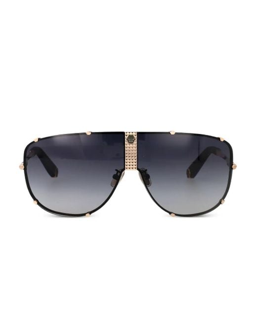 Philipp Plein Blue Shield-Frame Sunglasses
