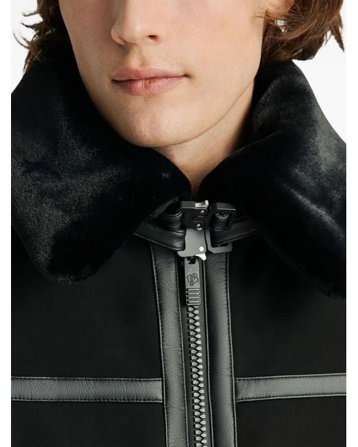 Fusalp Black Leather-Trimmed Bomber Jacket for men