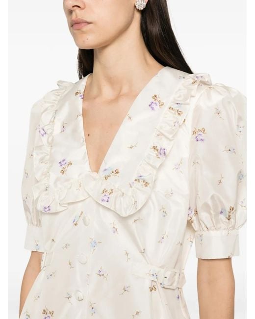 Alessandra Rich White Floral-Print Mini Dress