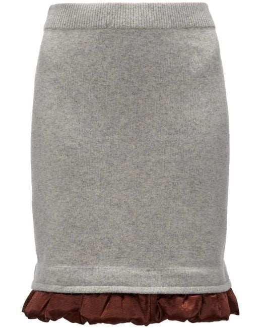 J.W. Anderson Gray Satin-Trimmed Mini Skirt