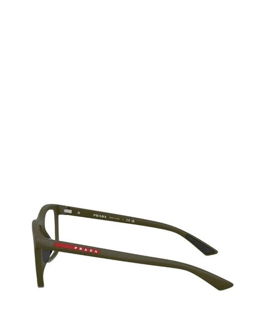 Prada Linea Rossa Black Rectangle-Frame Glasses