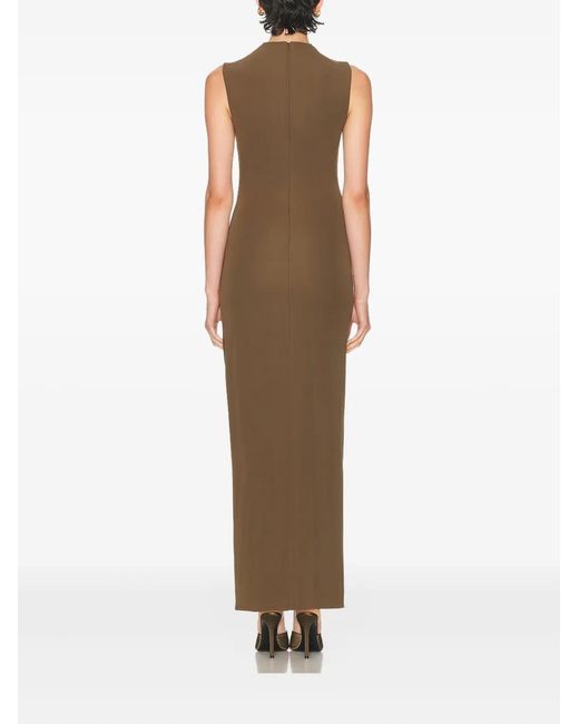 Roland Mouret Natural Mock-Neck Ring-Detail Dress