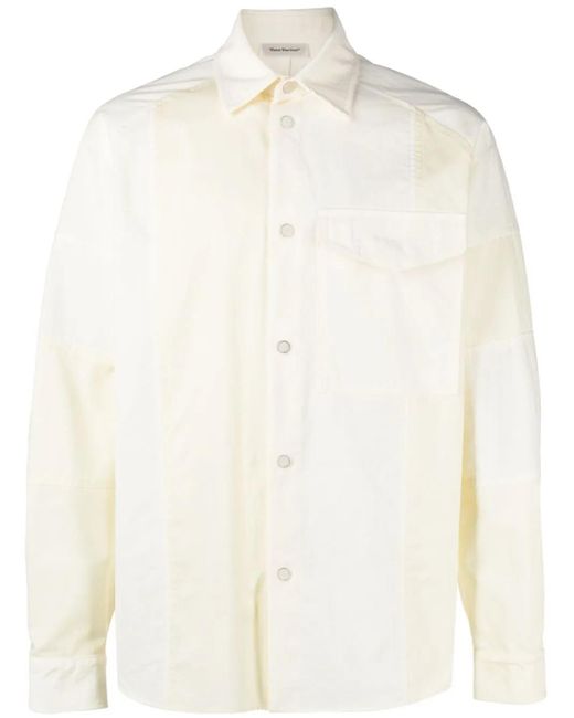 There Was One White Patchwork Cotton Overshirt for men
