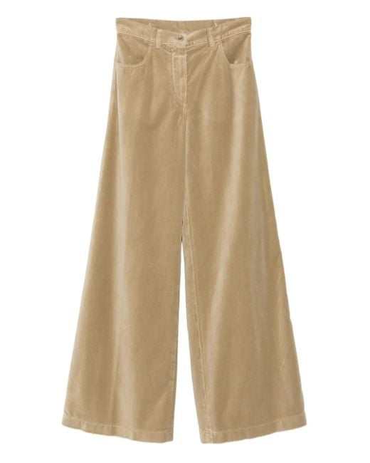 Aspesi Natural Wide-Leg Velvet Trousers