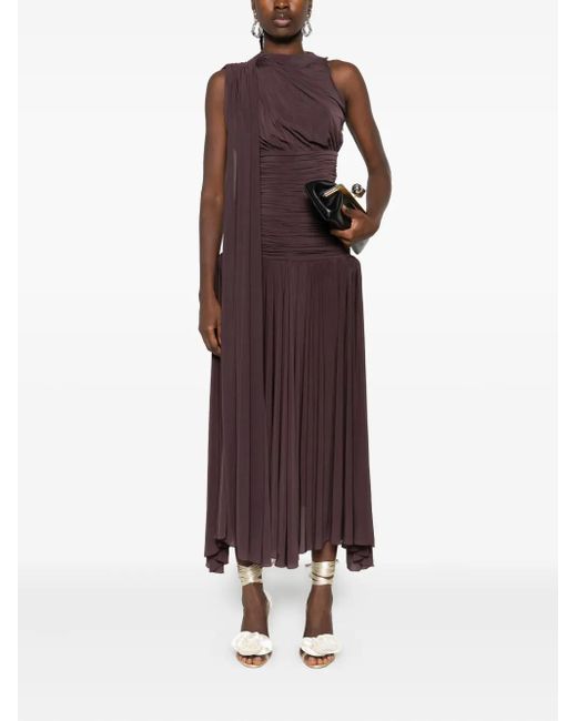 Magda Butrym Purple Drop-Waist Sheer Midi Dress