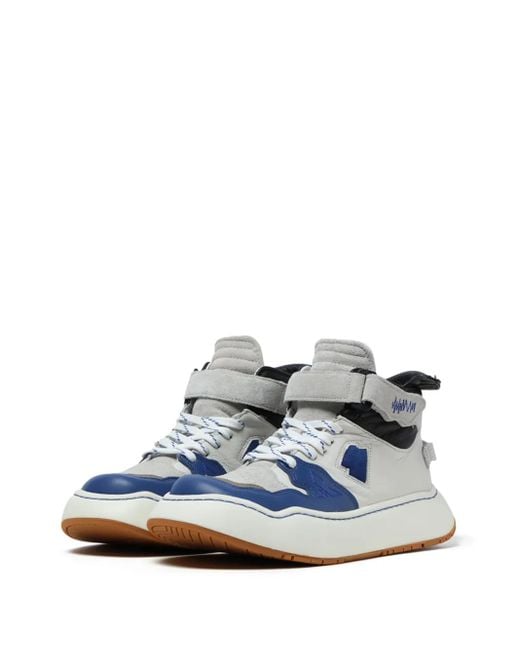 Adererror Blue Panelled Touch-Strap High-Top Sneakers