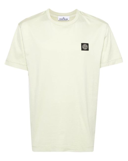 T-shirt en coton à patch Compass Stone Island pour homme en coloris White