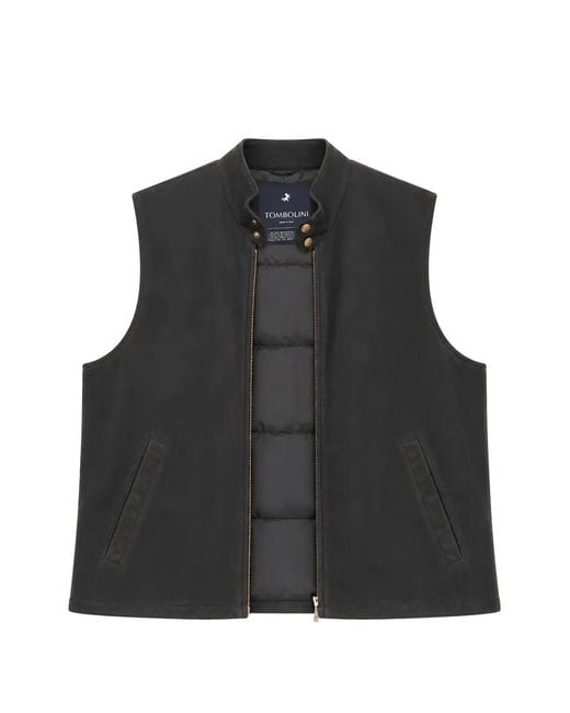 Tombolini Black Suede High-Neck Gilet for men