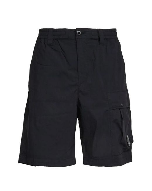 C P Company Blue Cargo Pocket Drawstring Shorts for men