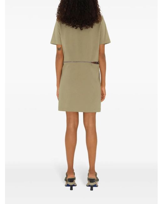 Burberry Green Logo-Embroidered Cotton Dress