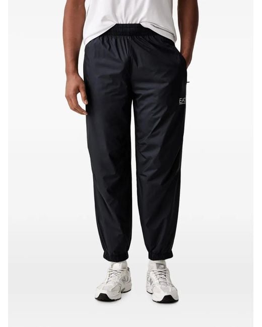 EA7 Black Logo-Print Tracksuit for men
