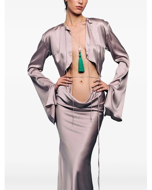 Elle Macpherson Green Collier Sautoir À Breloque Frangée En Perles