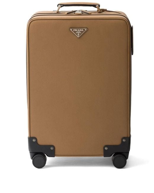 Prada Brown Triangle-logo Leather Suitcase