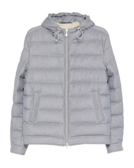 Eleventy Gray Hooded Quilted Jacket for men
