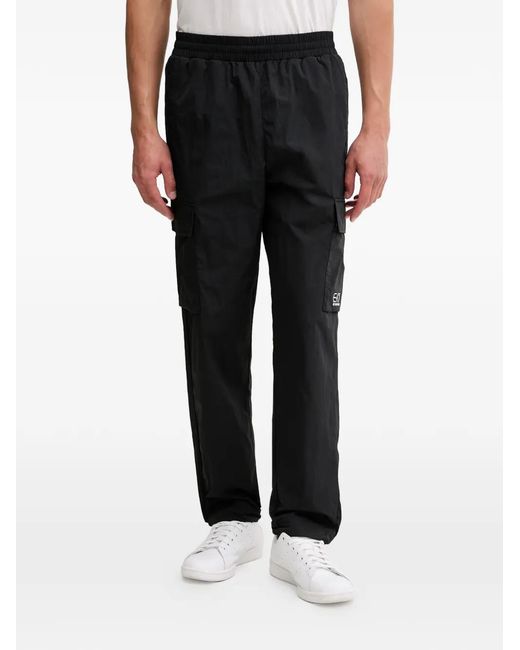 EA7 Black Logo-Print Cargo Pants for men
