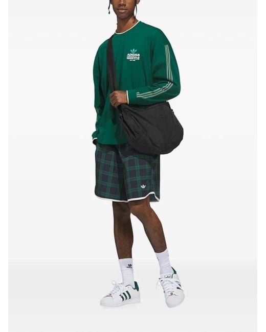 Adidas Green Plaid Track Shorts