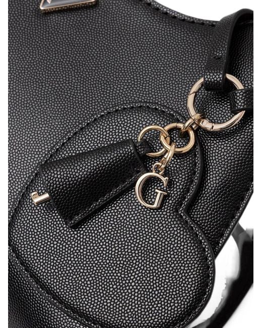 Guess Black Isobel Logo-Plaque Pebbled-Effect Shoulder Bag