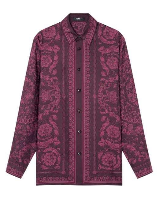 Borgoña Borgoña Camisa de seda Versace de hombre de color Red