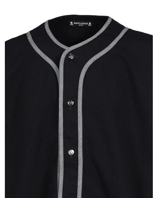 Mastermind Japan Black Logo-Patch Denim Baseball Shirt for men
