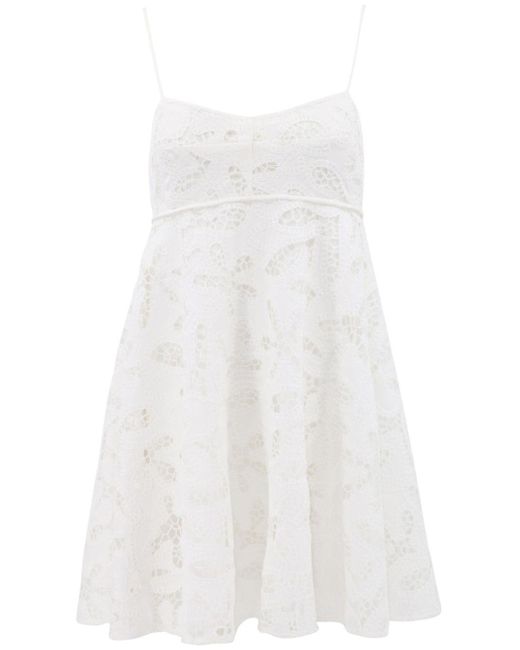 Alexis White Adonna Embroidered Mini Dress