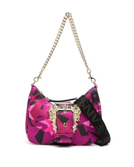 Versace Jeans Pink Baroque-buckle Star-print Shoulder Bag