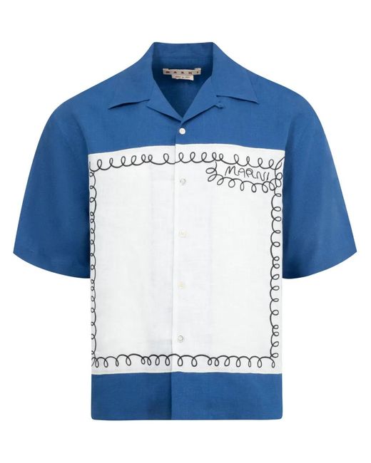 Marni Blue Echoes-Print Shirt for men