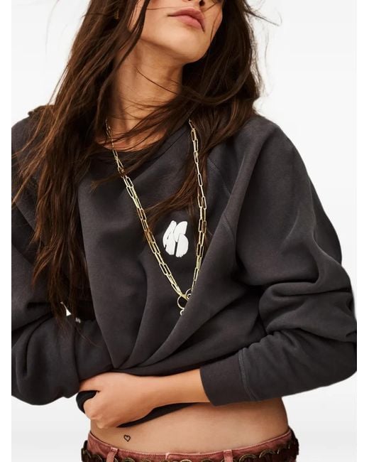 Ba&sh Black Swing Logo-Print Sweatshirt