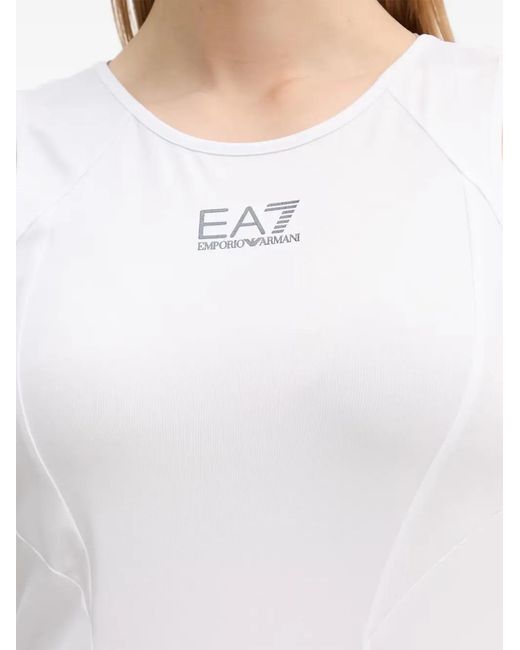 EA7 White Pleated Mini Dress