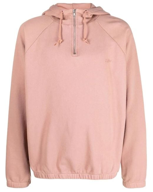 A.P.C. Pink Ethan Half-Zip Hoodie for men