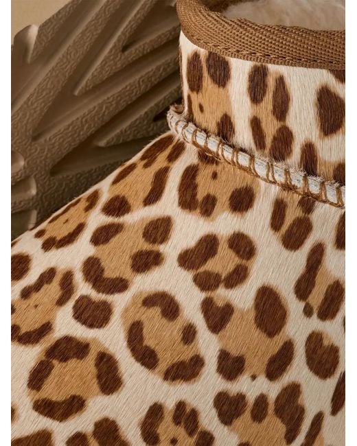 Ugg Brown Classic Ultra Mini Leopard-Print Ankle Boots