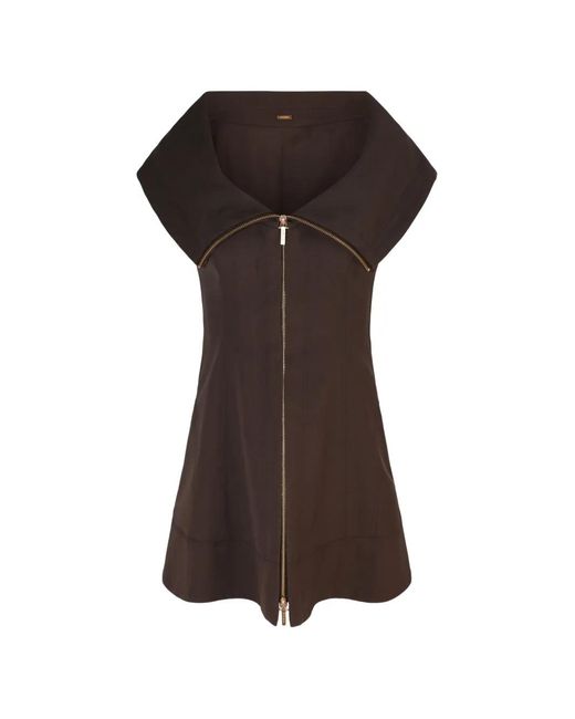 Cult Gaia Brown Avie Zip-Up Mini Dress