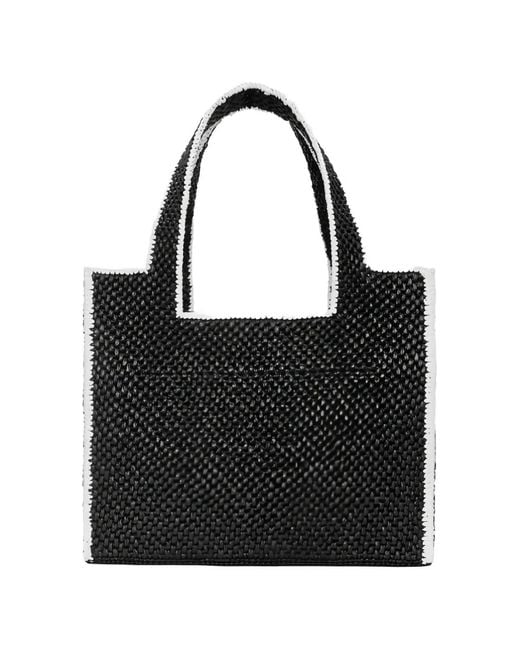 Loewe Black Large Font Raffia Tote Bag