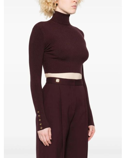 Elisabetta Franchi Purple Ribbed Crop Top