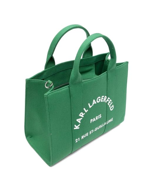 Karl Lagerfeld Green Logo-Print Tote Bag