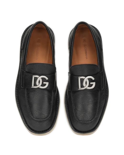 Dolce & Gabbana Loafer mit Logo-Schild in Black für Herren