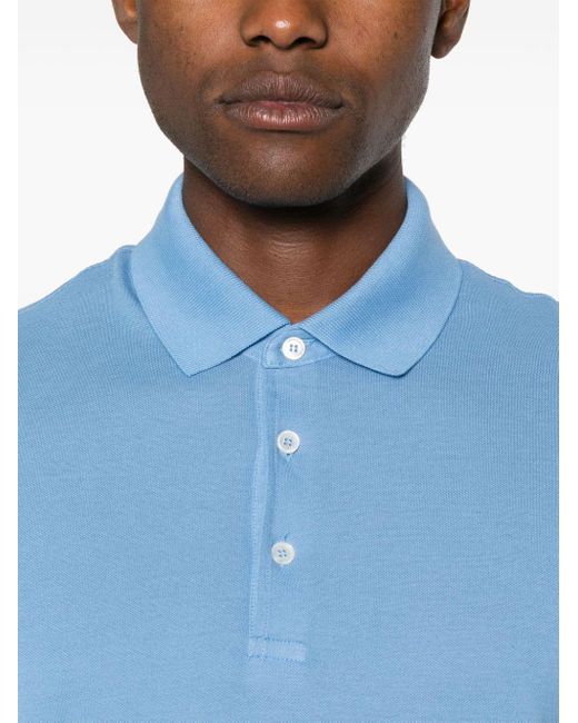 Fedeli Blue Wind Cotton Polo Shirt for men