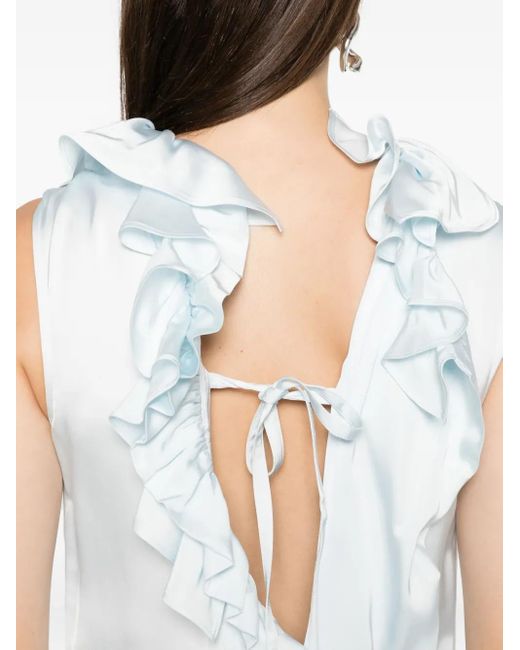 Vestido largo con volantes en el cuello Jil Sander de color White