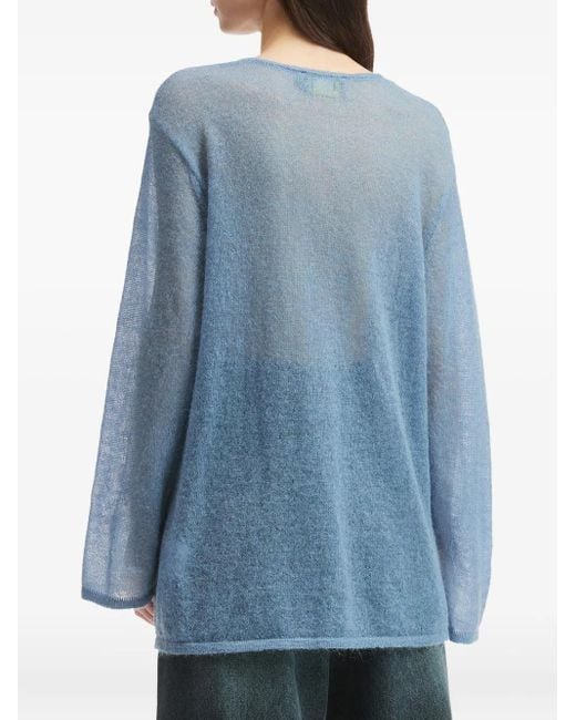 Mini Cream Blue Pullover Mit Schnürung Am Kragen